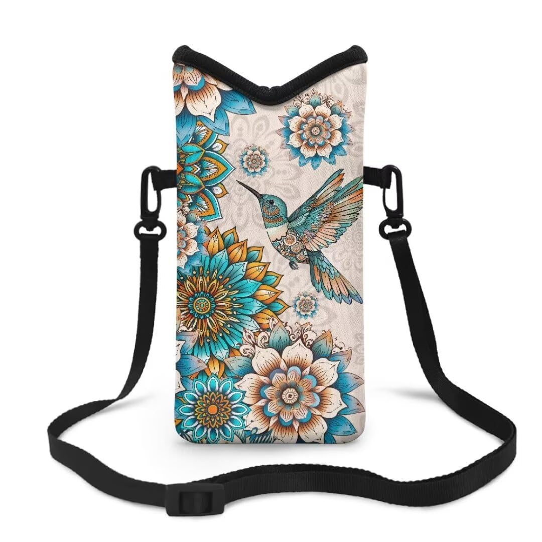 Jeiento Hummingbird Phone Sleeve Pouch Case Bag for Women Boho Mandala Carrying Phone Pouch Neoprene Cell Phone Case