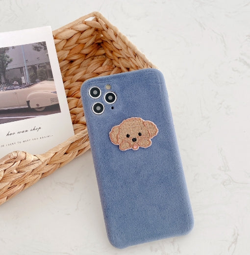 Embroidered Teddy Bear Plush Phone Case