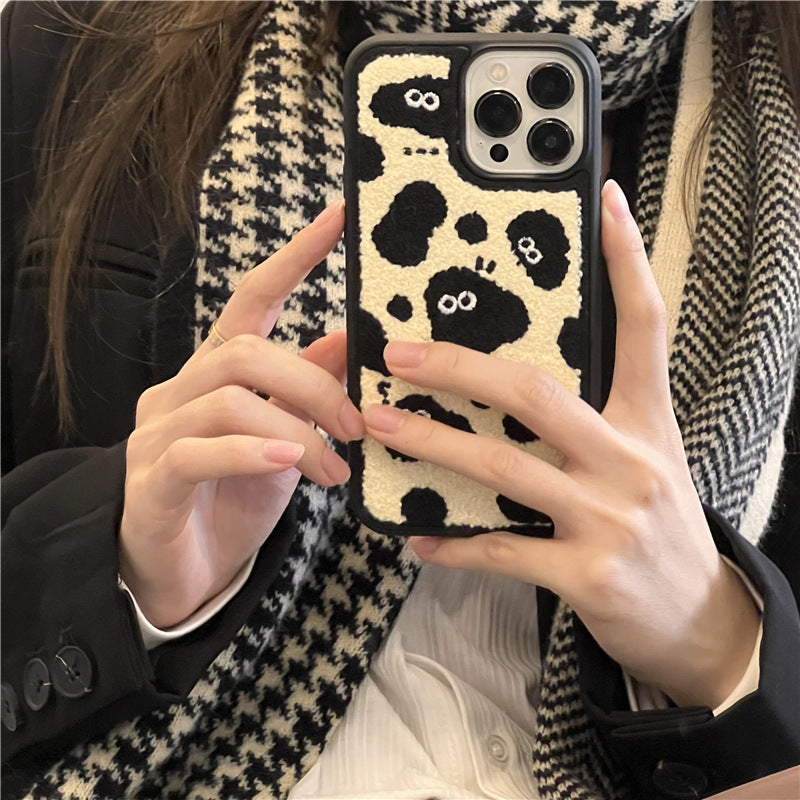 Cute Plush Embroidery Phone Case for Briquettes