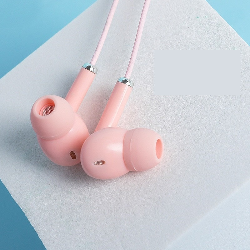 Macaron Color Wired Noise Reduction Earbuds with Mic