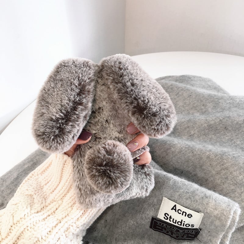 Winter Warm Rabbit Plush Phone Case