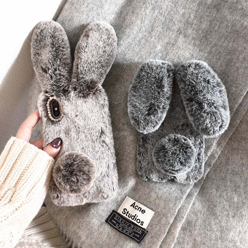 Winter Warm Rabbit Plush Phone Case